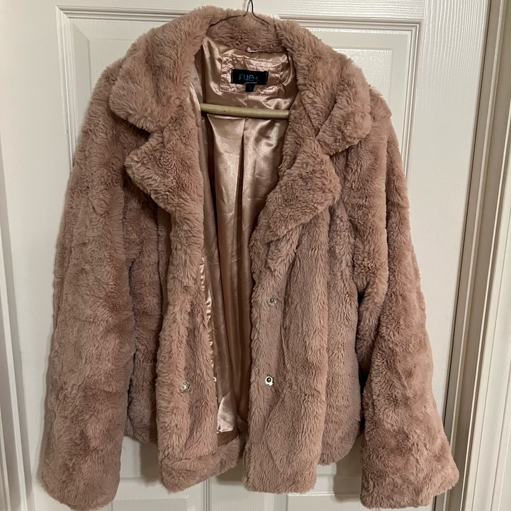 Blush faux fur jacket
